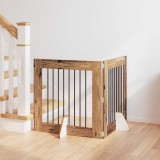 vidaXL Poartă pentru c&acirc;ini cu suporturi 2 pcs Lemn vechi 80 x 80 cm 892077