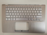 Carcasa superioara cu tastatura palmrest auriu Laptop, Asus, VivoBook S14 K430, K430F, K430FA, K430FN, 90NB0J55-R30291, X430UA-2F, iluminata, argintie