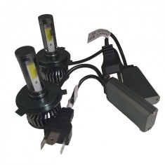 Set 2 becuri LED H4 mini F2 cobS , Canbus, 100W, lumina alb-rece, 12.000 lumeni, fara eroare, SOCLU H4