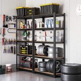 Cumpara ieftin Set 2 rafturi metalice, Songmics, Negru, 180x90x40