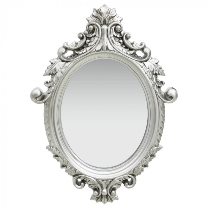 Oglindă de perete &icirc;n stil Castle, argintiu, 56 x 76 cm