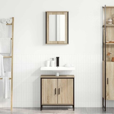 Set Mobilier Baie 2 piese Stejar Enginerie Lemn foto