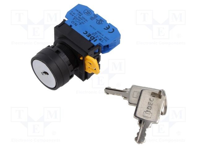 Comutator rotativ cu cheie 22mm IDEC Poz.i stab: 1 NO neagră