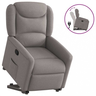 vidaXL Fotoliu rabatabil cu ridicare pe verticală, gri taupe, textil foto