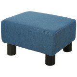 HOMCOM Taburetă Otomană Dreptunghiulară cu Suprafață Capitonată &icirc;n Țesătură de In, 40x30x24 cm, Albastru | Aosom Romania