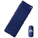 vidaXL Saltea de camping auto-gonflabilă cu pernă integrată, bleumarin
