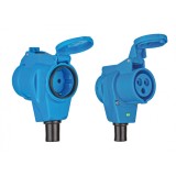 Cupla dubla Brennenstuhl, CP 230V + industrial 2P+E Brennenstuhl 16A albastra, pentru exterior IP44