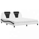 Cumpara ieftin Pat, Viana, cu saltea, alb si negru, 180x200 cm, piele ecologica