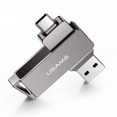 Stick de memorie USB, Type-C 128GB USAMS flash drive, gri, US-ZB201 foto