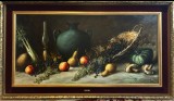Tablou MARE de Salon Natura statică pictura ulei p&acirc;nză inramat rama lemn 80x140, Natura statica, Realism
