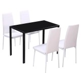 Cumpara ieftin Set mobilier bucatarie 5 piese, piele artificiala, negru si alb