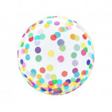 Balon alb cu buline colorate 45 cm