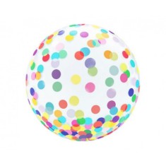 Balon alb cu buline colorate 45 cm foto