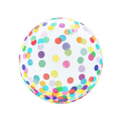 Balon alb cu buline colorate 45 cm foto