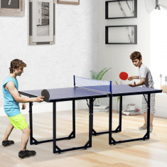 HOMCOM Masa de Ping Pong Pliabila cu Plasa din Otel si MDF, 182x91x76cm - Albastru