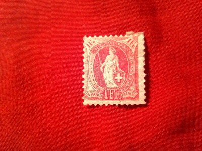 Timbru Elvetia 1899 - Elvetia in picioare 1 fr dantelura 11 1/2 - 11) - uzat foto