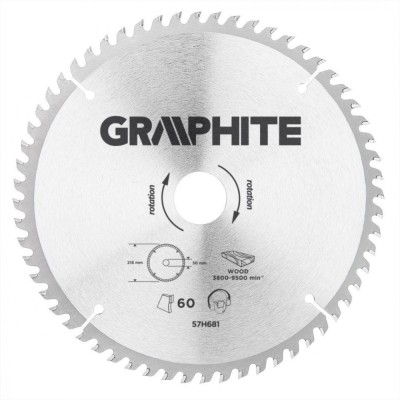 Disc circular 216x30mm, 60 dinti cu varf HM/vidia 57H681 foto