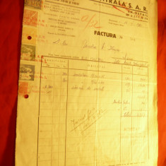 Factura cu Antet Fieraria Centrala SAR 1942 cu 4 Timbre Fiscale si 2xTimbrul Avi