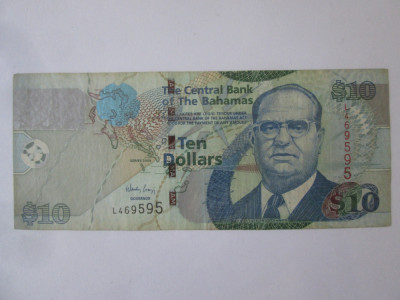 Bahamas 10 Dollars 2009,bancnota din imagini foto