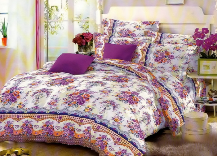 Lenjerie de pat pentru o persoana cu husa elastic pat si fata perna dreptunghiulara, Away, bumbac mercerizat, multicolor