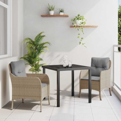 vidaXL Set de masă pentru grădină cu pernă 3 pcs Bej Rattan poli 3380176 foto
