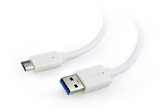 CABLU alimentare si date GEMBIRD, pt. smartphone, USB 3.0 (T) la USB 3.1 Type-C (T), 36W, 0.1m, alb, &quot;CCP-USB3-AMCM-W-0.1M&quot; (timbru verde 0.08 lei)