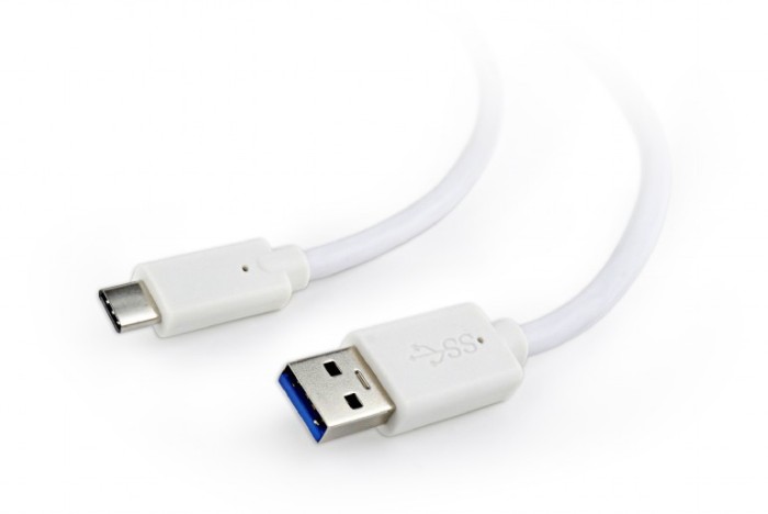 CABLU alimentare si date GEMBIRD, pt. smartphone, USB 3.0 (T) la USB 3.1 Type-C (T), 36W, 0.1m, alb, &quot;CCP-USB3-AMCM-W-0.1M&quot; (timbru verde 0.08 lei)