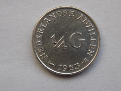 1/4 GULDEN 1963 ANTILELE OLANDEZE-argint foto