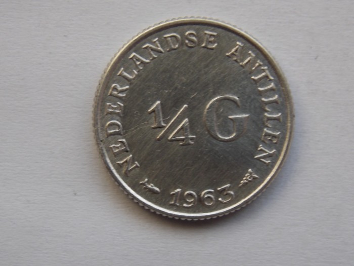 1/4 GULDEN 1963 ANTILELE OLANDEZE-argint