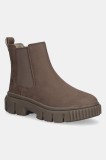 Timberland cizme chelsea din nubuc Greyfield Chelsea culoarea maro, cu toc plat, TB0A2FK2EM51