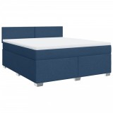 Cumpara ieftin Pat box spring cu saltea, albastru, 180x200 cm, material textil