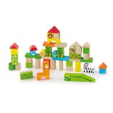 Set 50 cuburi de construit din lemn, Viga, Zoo