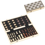 SPORTNOW Tablă de Șah Pliabilă Lemn Metal Dame Compartimente Alb Negru 38.5x38.5x2.8cm