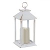 Felinar Decorativ LED Alb Auriu Brushed 30cm, Lumină Caldă, Sticlă &amp; Plastic - Suport Lumanare Elegant
