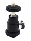 Brat cotit metalic cu cap de bila 360 rotativ, montura 1 4 inch si patina hot shoe, adaptor aluminiu pentru suport telefon, camere foto si accesorii v