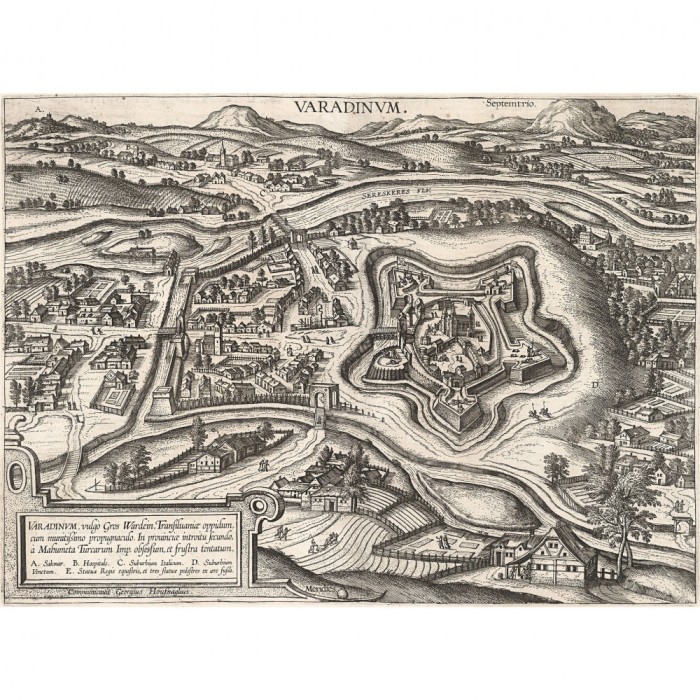 Plan Oradea, Georg Braun, Franz Hogenberg, 1618, 50x70cm, repro