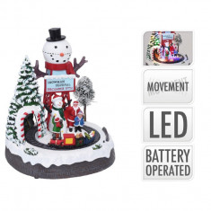 Decoratiune luminoasa cu functie de miscare Snowman festival, 10 LED-uri, 24.5 x 23.5 x 29 cm