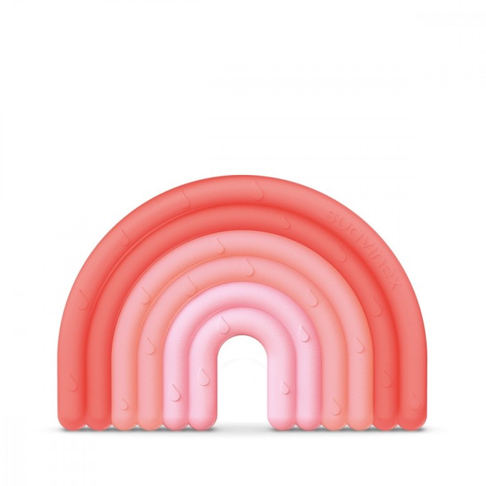 Inel de dentiție din silicon Curcubeu, roz, Suavinex