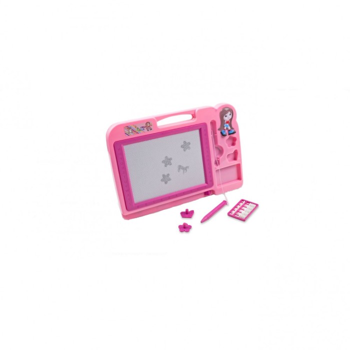 Tabla multifunctionala pentru scris si desenat, cu suprafata magnetica/creta, accesorii incluse, marime 30x20 cm, Roz
