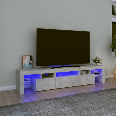 vidaXL Comodă TV cu lumini LED, gri beton, 200x36,5x40 cm foto