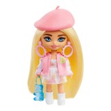 Papusa Barbie Extra Mini Minis cu par si accesorii, 8 cm, HLN48