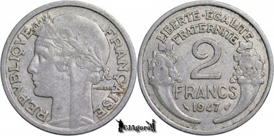 1947, 2 Francs - A Patra Republică Franceză - Franta foto