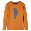 Tricou pentru copii cu maneci lungi, ocru &icirc;nchis, 104 GartenMobel Dekor, vidaXL