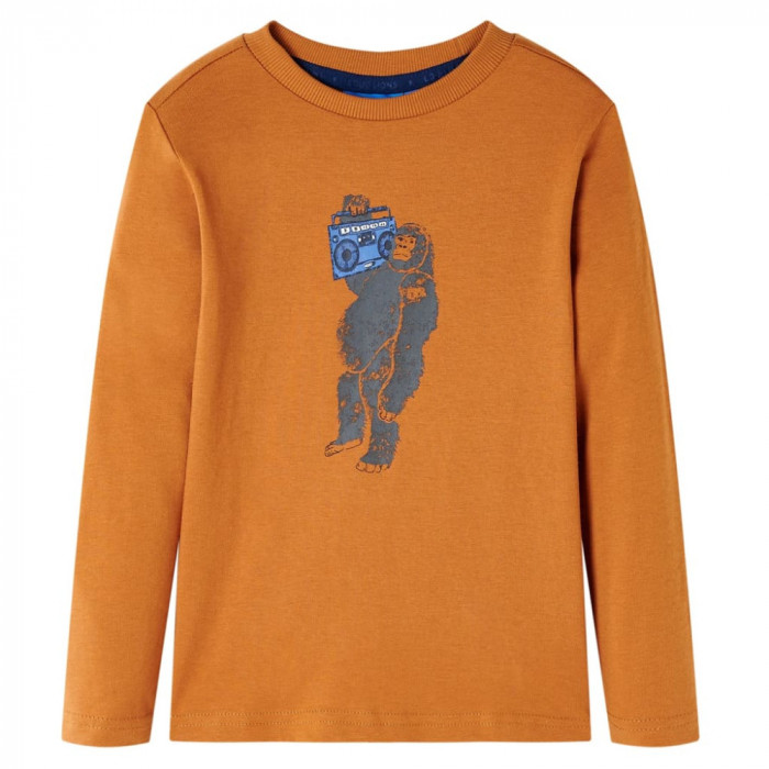 Tricou pentru copii cu m&acirc;neci lungi, ocru &icirc;nchis, 116