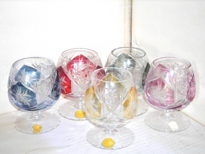 Pahare coniac, brandy, cristal suflat taiat manual overlay set 5 buc - Nachtmann foto