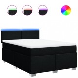 Cumpara ieftin Pat box spring cu saltea, negru, 140x200 cm, textil