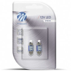 Set 2 Buc Bec Led M-Tech C5W 12V SV8,5-8 Albastru LB025B