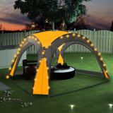 Cort petrecere cu LED, 4 pereți laterali, galben, 3,6x3,6x2,3 m, vidaXL