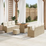 Set Sofa Grădină vidaXL cu Perne Bej din Ratan Poli Acacia, Sofa Grădină vidaXL cu 2 Locuri și Perne Bej din Ratan Poli, Set Dining Grădină vidaXL cu