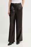 OUI pantaloni culoarea maro, lat, high waist, 85735